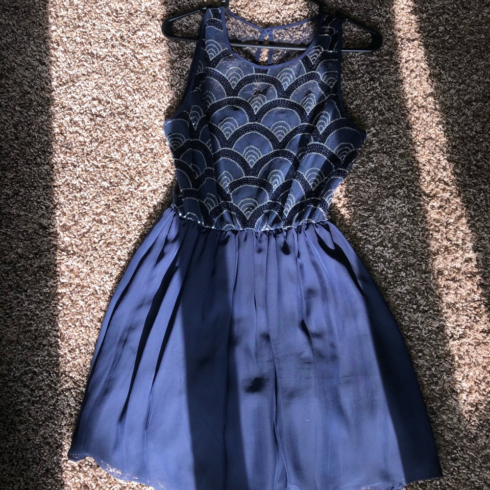 navy blue sequin dress
